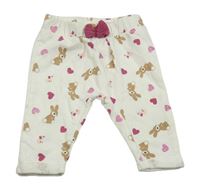 Smetanové tepláky se srdíčky a zvířaty