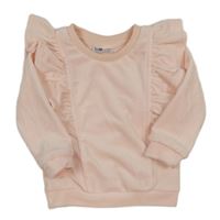 Světlerůžová plyšová mikina s volánky 