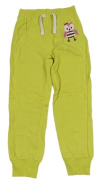 Zelenožluté tepláky se sovou 