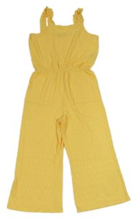 Žlutý pruhovaný culottes overal Primark