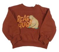 Hnědá mikina s nápisem a medvídkem Matalan