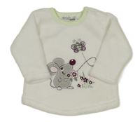 Bílá chlupatá mikina s myší a motýlem Ergee