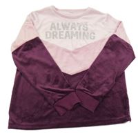 Světlerůžovo-vínová plyšová domácí mikina s nápisem Calvin Klein