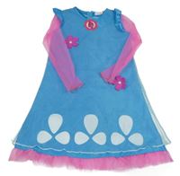 Kostým - Modro-růžové šaty s kytičkami - Trollové