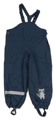 Tmavomodré šusťákové zateplené laclové kalhoty s mývalem TCM