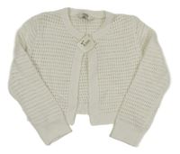 Nové - bílý perforovaný propínací crop svetr Pep&Co