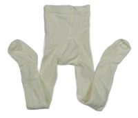 Smetanové 3D vzorované punčocháče H&M