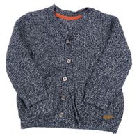 Tmavomodrý melírovaný propínací svetr M&S