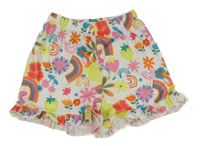 Bílo-barevné květované kraťasy s jahodami