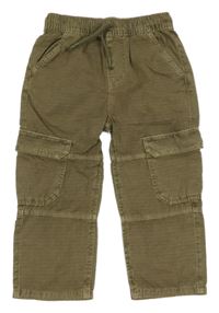 Khaki plátěné kalhoty s kapsami Tu