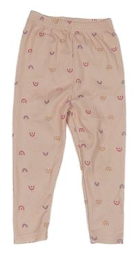 Světlerůžové žebrované legíny s duhami 