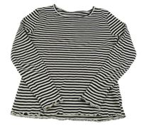 Černo-smetanové pruhované žebrované triko H&M