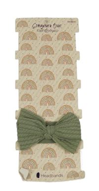 Nové - khaki žebrovaná čelenka s mašlí 