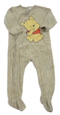 Béžový sametový overal s medvídkem Pú H&M