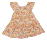 Bílo-lila-oranžové květované šaty Primark