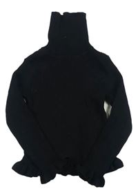 Černý žebrovaný svetr s rolákem Matalan