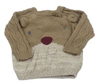 Béžový vzorovaný svetr s medvídkem Mothercare
