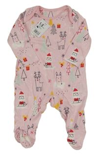 Světlerůžový overal s vánočním motivem Mothercare