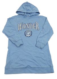 Modré teplákové šaty s nápisem a kapucí Mango