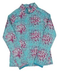 Tyrkysovo-růžové vzorované funkční triko Wed´ze 