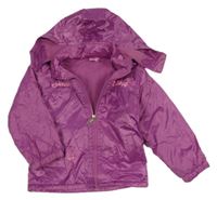 Růžová šusťáková zateplená bunda s odepínací kapucí Hong