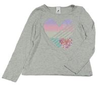 Šedé triko se srdíčky C&A