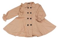 Starorůžový plátěný kabát s volánky Shein