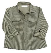 Smetanovo-černá proužkovaná košilová bunda se sluníčkem Zara 