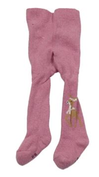 Růžové silnější punčocháče se srnkami 