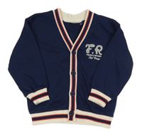 Tmavomodrá propínací mikina s pruhy a výšivkou H&M