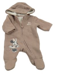 Starorůžová tepláková zateplená kombinéza s Minnií a kapucí C&A