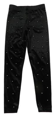 Černé sametové legíny s kamínky Dunnes