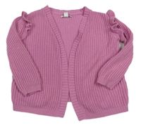 Růžový žebrovaný svetrov cardigan s volánky Primark