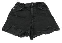 Černé riflové roztřepené kraťasy H&M