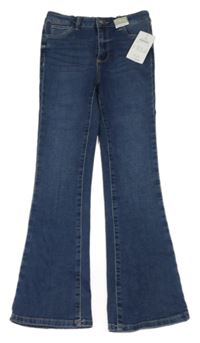 Modré bootcut high waist teplákové rifle Page one young