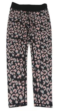 Černo-světlerůžovo-šedé vzoroané sportovní legíny H&M
