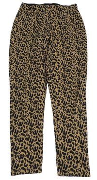 Hnědo-černo-růžové vzorované úpletové kalhoty Matalan