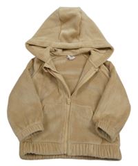 Béžová žebrovaná plyšová bunda s kapucí F&F