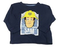 Tmavomodré pyžamové triko s požárníkem Samem