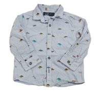 Světlemodro-bílá pruhovaná košile s dinosaury Next