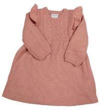 Růžové pletené šaty se vzorem a volánky F&F