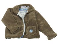 Hnědá plyšová podšitá bunda s nášivkou a límečkem BabiesRus