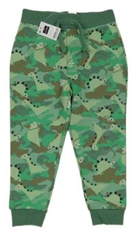 Nové - army-khaki tepláky s dinosaury St. Bernard