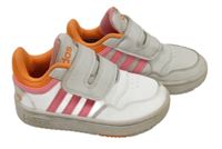 Bílo-růžovo- neonově oranžové koženkové botasky Adidas vel. 26