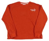 Červená mikina s nápisy a srdíčky F&F