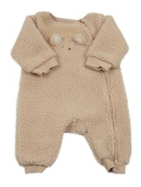 Pudrová huňatá podšitá kombinéza s medvídkem M&S