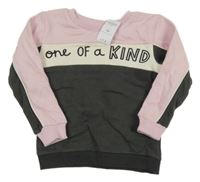 Nové - tmavošedo-smetanovo-světlerůžová teplá mikina s nápisem Nutmeg