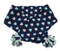 Tmavomodrá fleecová šála se srdíčky Mothercare