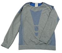 Šedo-modré melírované therno triko s pruhy a vzorem crivit