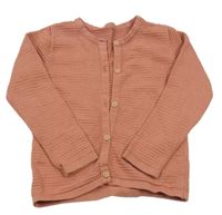 Skořicový žebrovaný propínací svetr Nutmeg